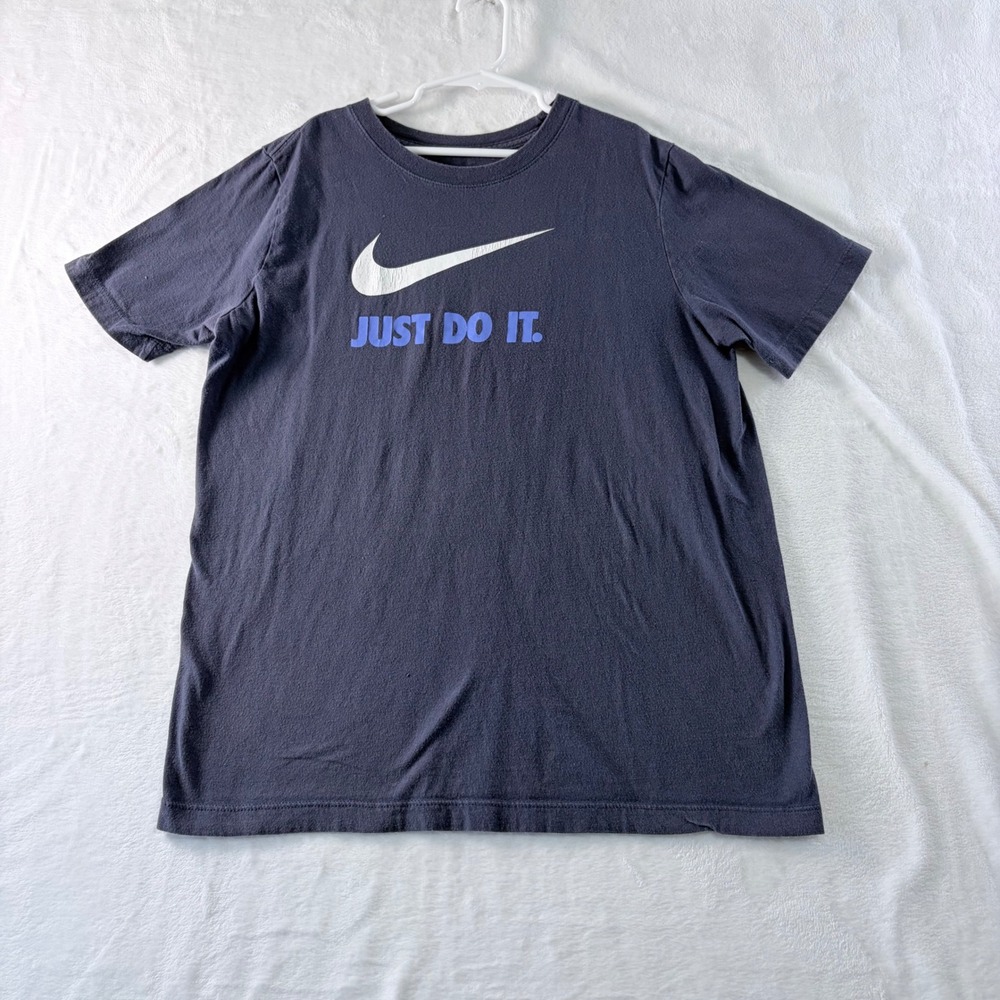 Nike T-Shirt Just Do It Swoosh Navy Blue‎ Graphic Tee Kids Size XL